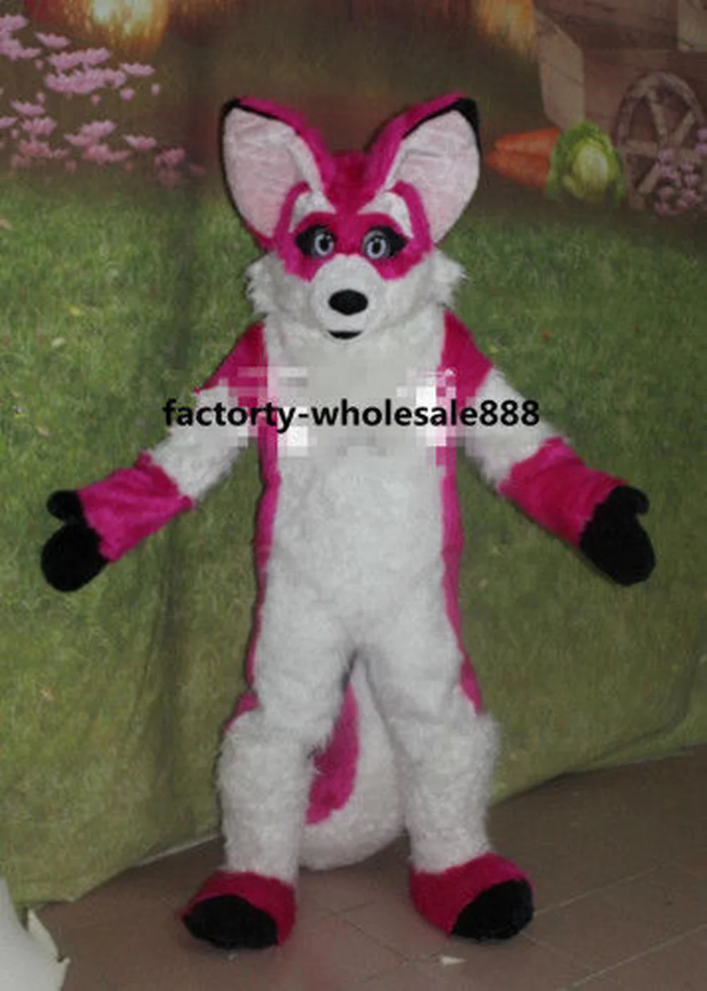 Костюм талисман красный Хаски на Хэллоуин для взрослых волк лиса собака длинное