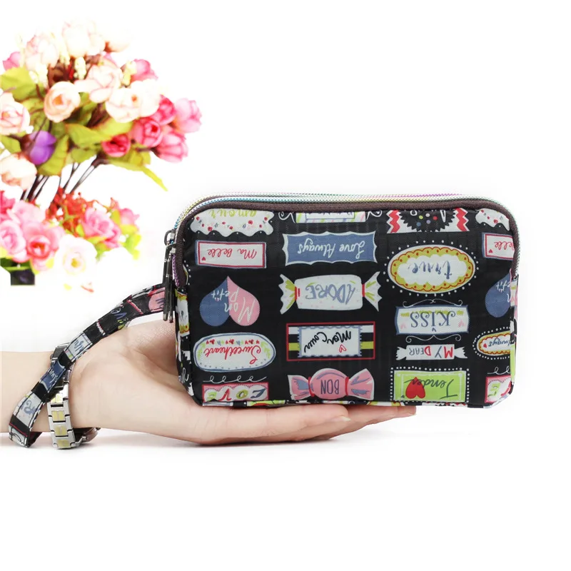 

Flamingo Print Wallet Canvas 3 Layer Zipper Large Capacity Day Clutch Coin Purse for Cellphone Monederos Para Mujer Cremallera