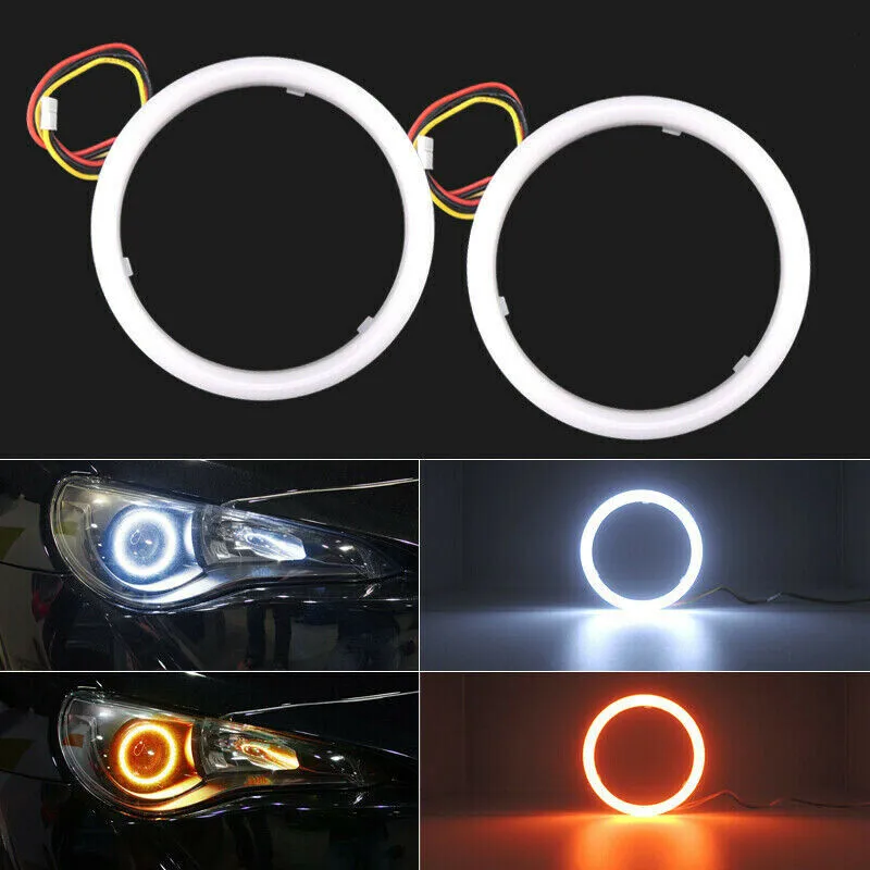 

2pcs/set Milk White Amber 60mm 70mm 80mm 90mm 95mm 100mm 110mm 120mm 4014 LED Angel Eyes Led Halo Rings Car DRL Driving Light