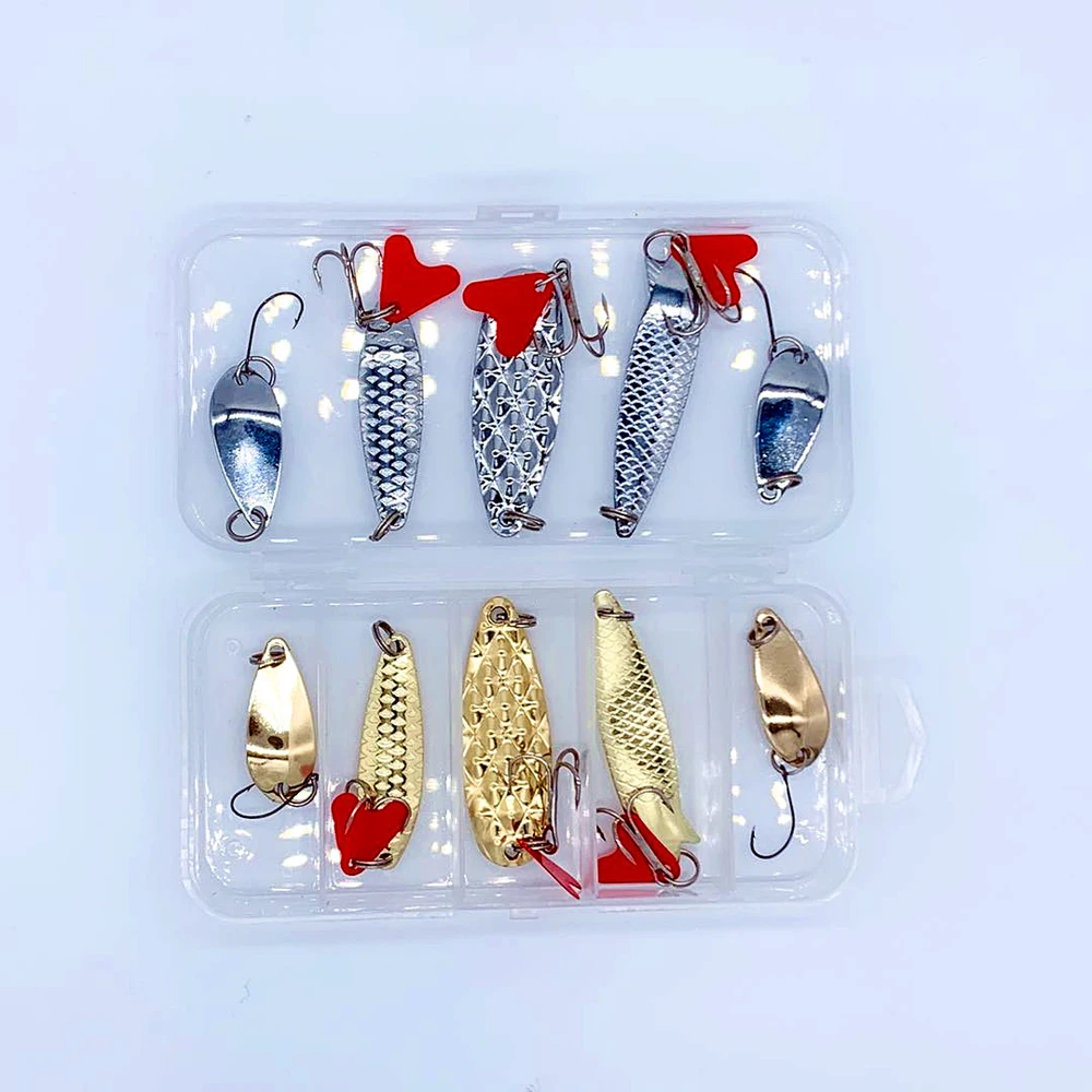 Набор металлических рыболовных приманок в виде ложки 10 шт. бесплатной коробке