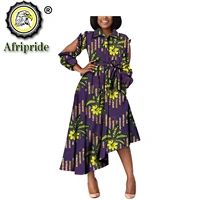womens shirt dresses african print floral attire dashiki outfits a line party wear midi dress with belt afripride s1925104