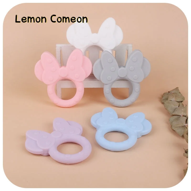 5/10Pcs Mouse Silicone Teethers Cute Animal BPA Free Rodents Teething Necklace Food Grade Infant Chewable Toys Accessories Ring