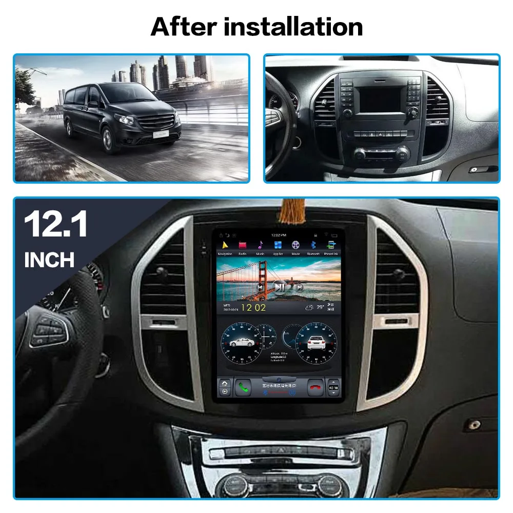

YAZH 12.1" IPS Android 9.0 GPS navigation Multimedia For Mercedes-Benz Vito 2016 2017 2018 2019 Bluetooth 5.0 DSP Auto Radio