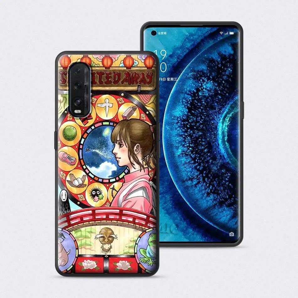 

Black Case For Oppo Find X2 Neo Lite A5 A9 2020 Reno 4 3 F11 Pro A52 A72 Ace 2 Soft Tpu Cover Studio Ghibli Spirited Away Totoro