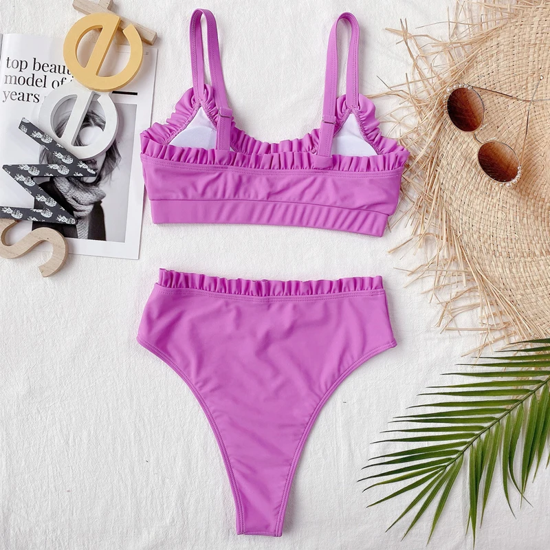 Женский купальный костюм 2022 танкини на бретельках Фиолетовый купальник бикини