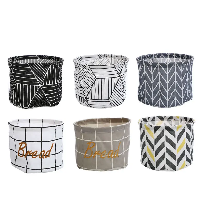 

Nordic Style Small Cotton and Linen Storage Basket Debris Storage Bucket Bread Basket Waterproof Toy Cloth Bucket Laundry Basket
