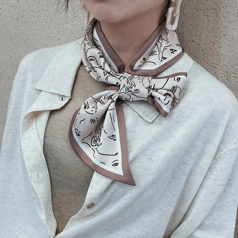 Женский шелковый шарф с пряжкой Яркий Декоративный шифоновый хиджаб в голубую