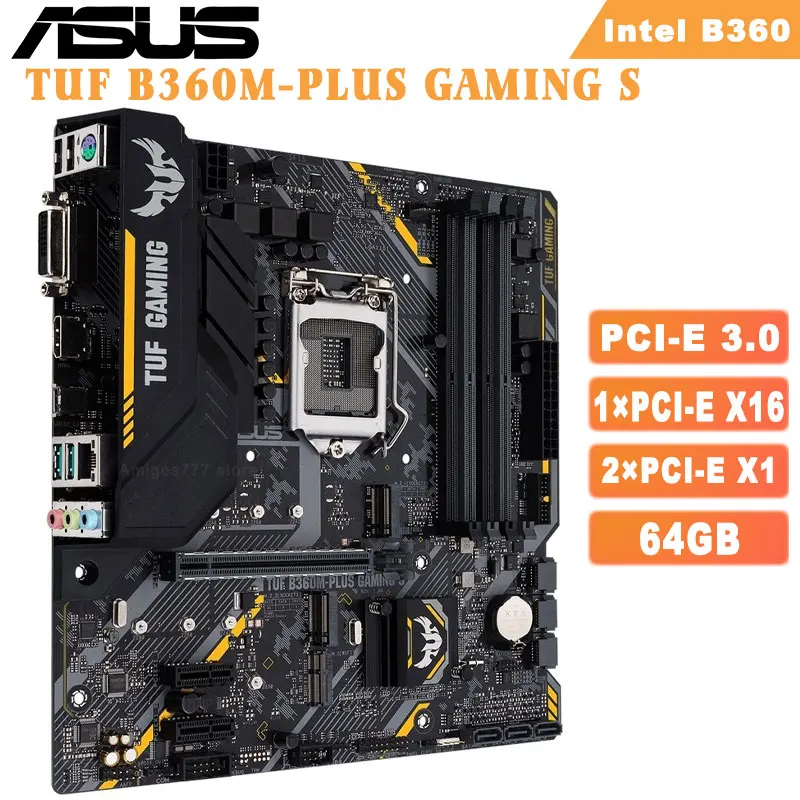 Preise Mainboard ASUS TUF B360M-PLUS GAMING S LGA1151 Ddr4 64GB 8th 9th PCI-E 3,0 M.2 Chia Intel B360 Desktop Micro ATX Motherboard Verwendet