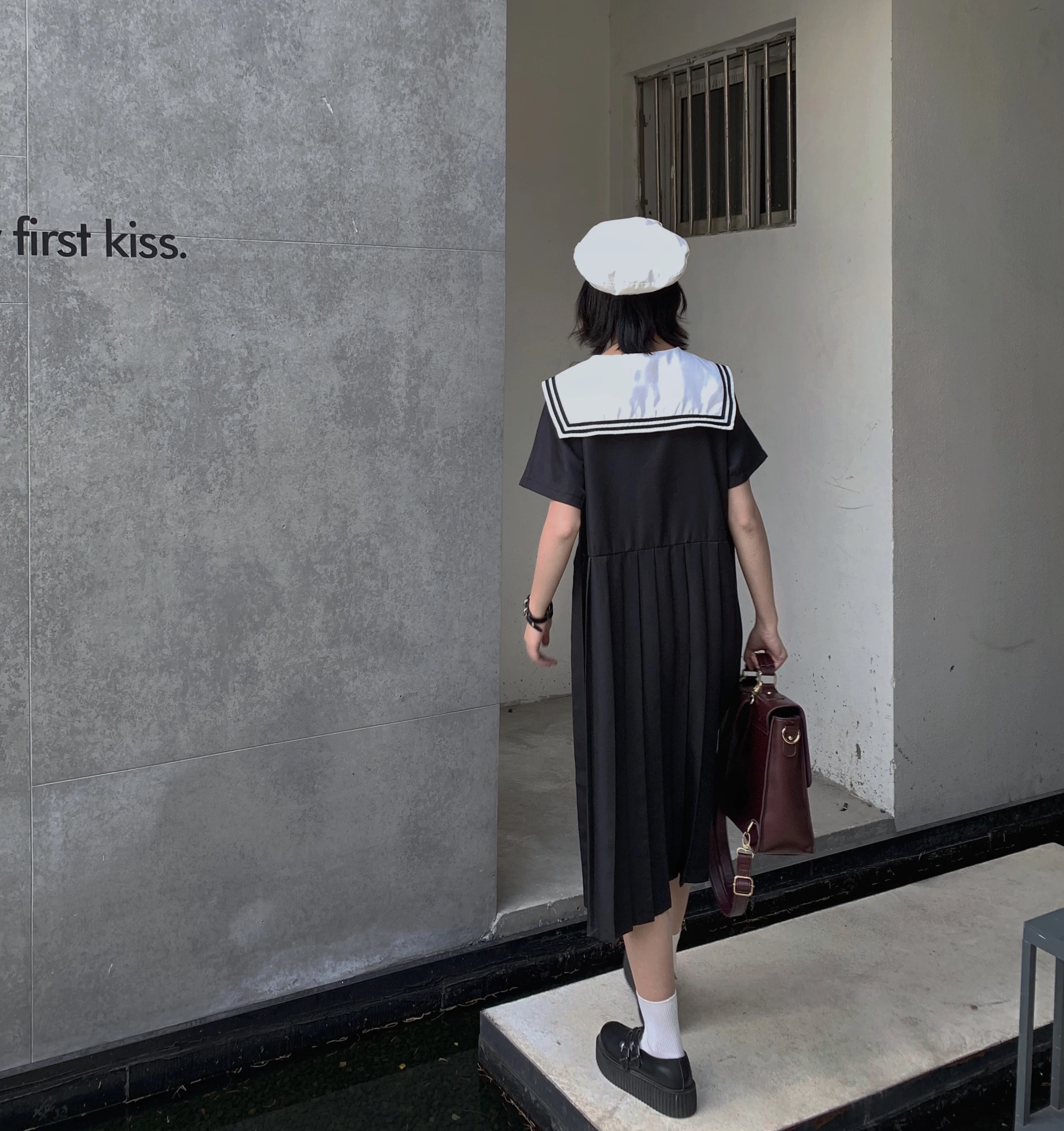 

Japanese Harajuku College Summer Dress Sweet Sailor Collar Cute Dress Preppy Style Elegant Pleated Vintage Woman Dresses