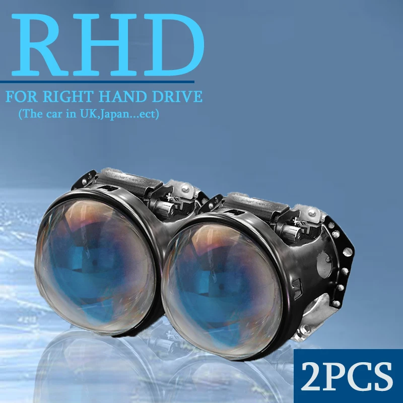 2x RHD hand drive DERI 3,0 дюймов для Hella 5 Биксеноновые линзы проектора фары синяя пленка авто Стайлинг объектив Hi/lo луч модифицированный D1S D2 D3 D4 - Цвет: 2x RHD hand drive