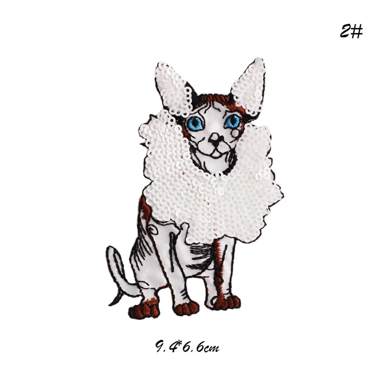 Большой размер цветок Милая сиамская кошка вышитые патчи блестки животные