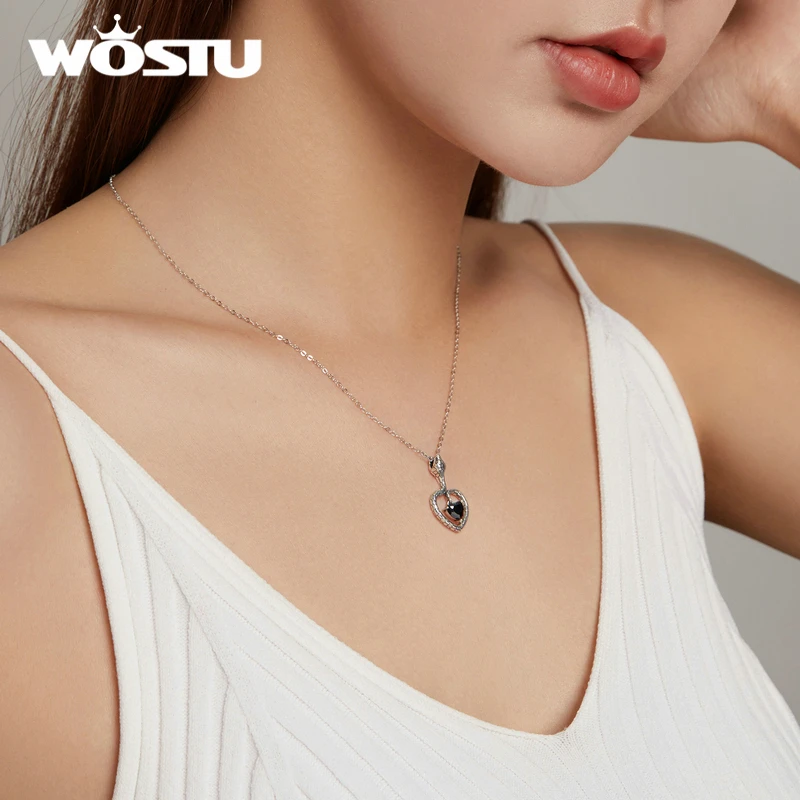 Женская цепочка из серебра 925 пробы с черным Цирконом