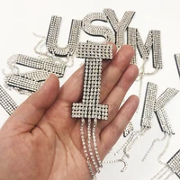 1pcs rhinestone english alphabet tassel letter sew on patches for clothing badge paste for clothes bag jacket a z
