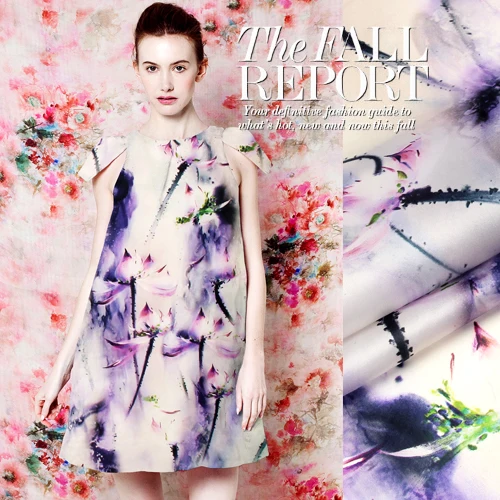 135 см широкая шелковая органза ткань 14 мм натуральный шелк с принтом хрустящая