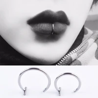 women lips rings nose ring fake nose ring septum piercing clip on mouth medical titanium steel ring fake piercing body clip hoop
