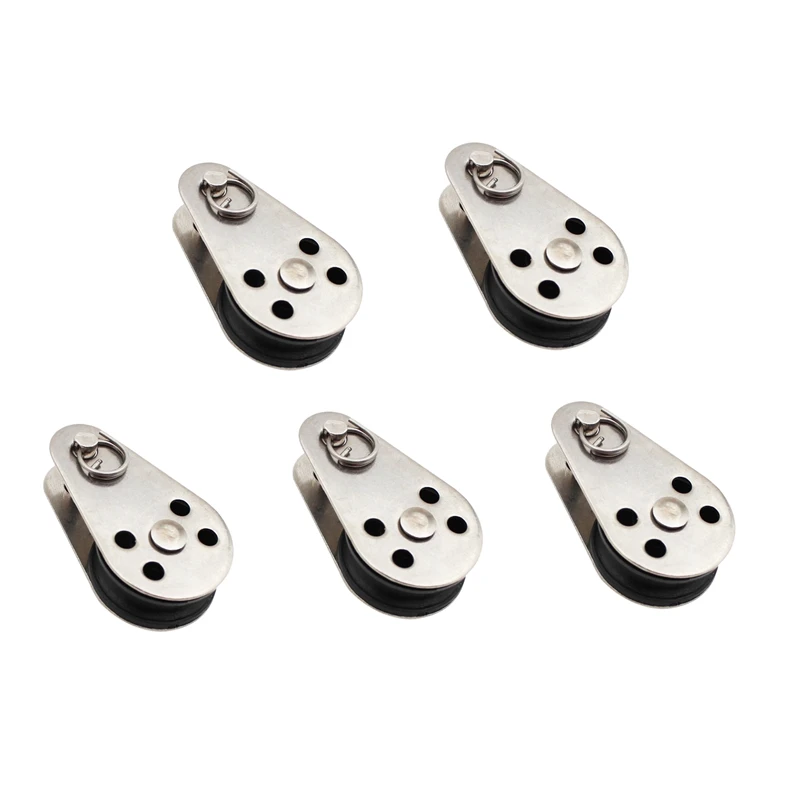 5PCS Stainless Steel M25 Pulley Block Hanging Wire Towing Wheel Lifting Wire Rope Cable Pulley Roller