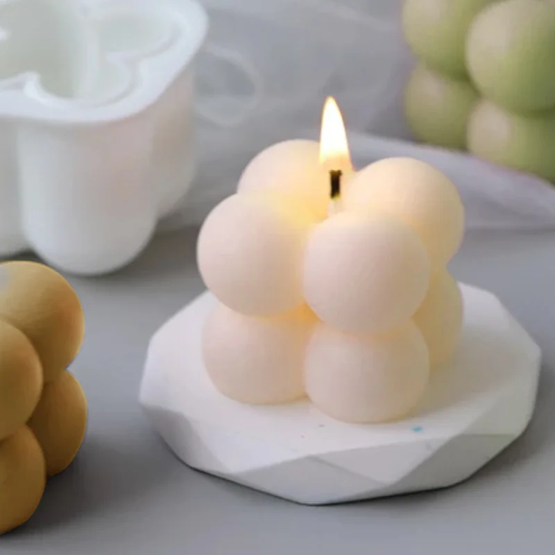 

Aromatherapy Candle Mould Soy Milk Small Cube Three-dimensional Rubik's Cube Homemade Silicone Mold Bubble Ball Shape Tool