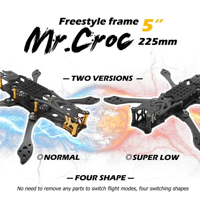 Новейший комплект гоночной рамы FLYWOO Mr.Croc HD 225 мм 5 дюймов \ 6 7 FPV для гонок в Военном