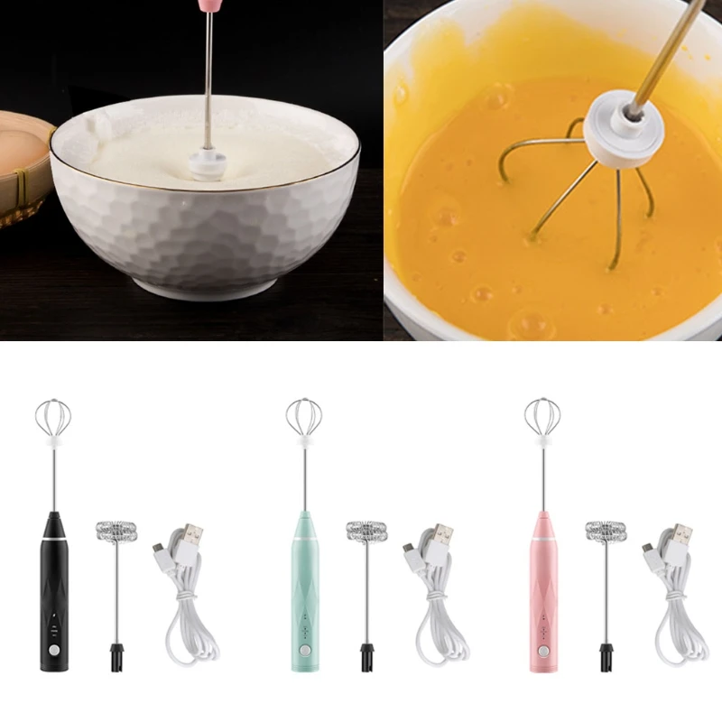 

Electric Egg Beater Multifnctional Hand Egg Mixer 8 Hours Run Time W/ Spirail Stirring Rod Bubbles Stirring Rod