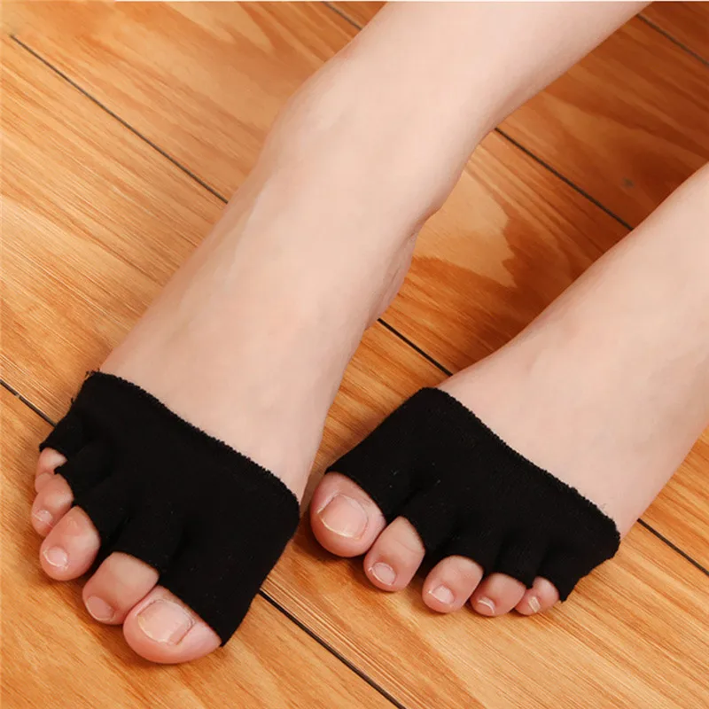 

5Toe Breathable Cotton Sponge Half Insole Pad Invisable Shallow Anti-slip Cushion Metatarsal Forefoot Support Massa Sock