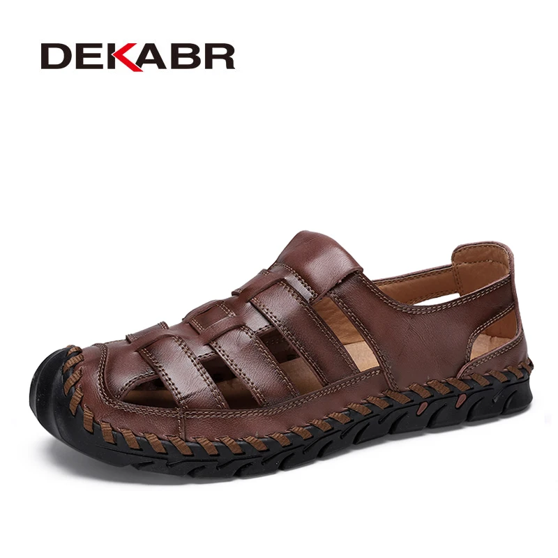 

Мужские сандалии DEKABR, из натуральной кожи, дышащие, Нескользящие, повседневные, летние, пляжные, большого размера 48