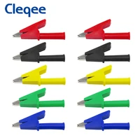 cleqee p2002 10pcs heavy duty alligator clips 1000v 20a crocodile clamp safety test clip for 4mm banana plug 5 colors