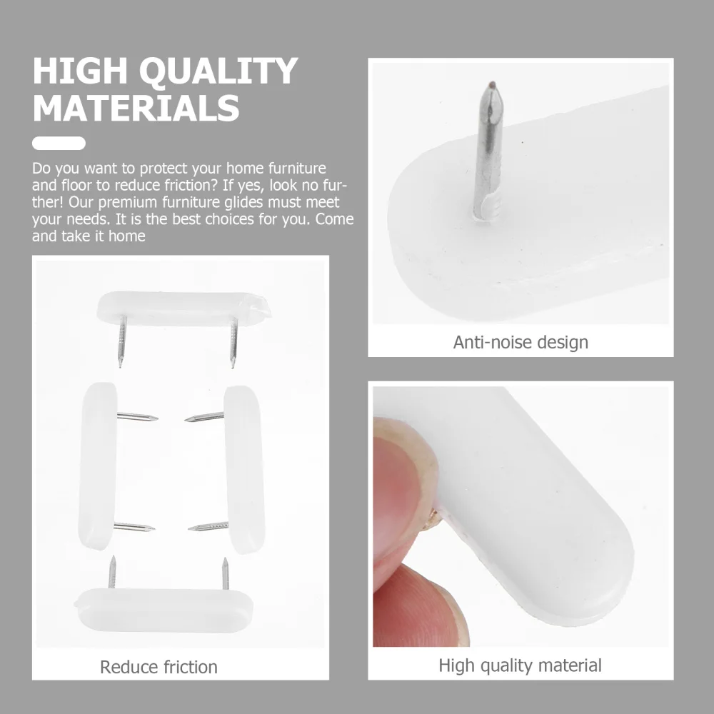 

100Pcs Chair Glides Furniture Foot Nails Floor Protective Nails White