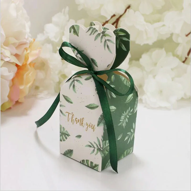 Green Роскошная коробка из крафт-бумаги, свадебные подарочные коробки для конфет, упаковочная коробка для торта, украшение дома - Цвет: Green