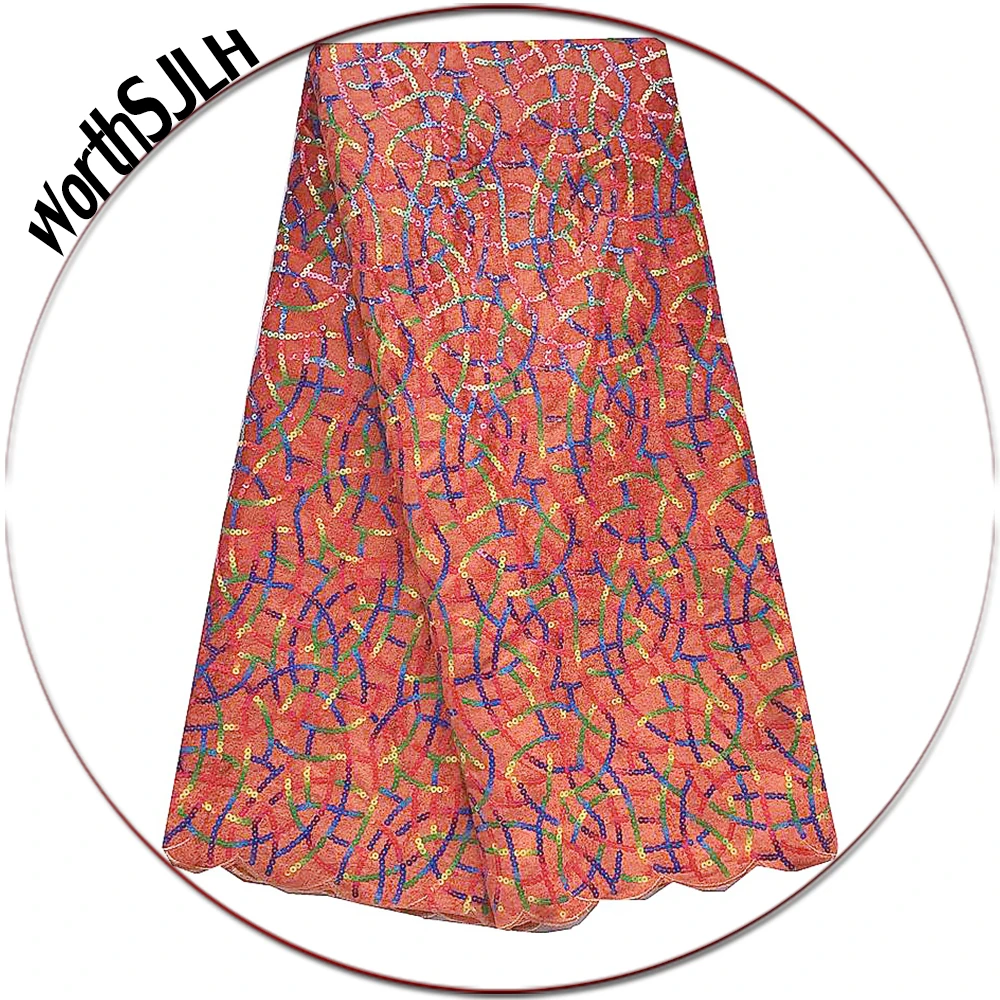 Новое поступление оранжевая нигерийская кружевная ткань 2019 африканские