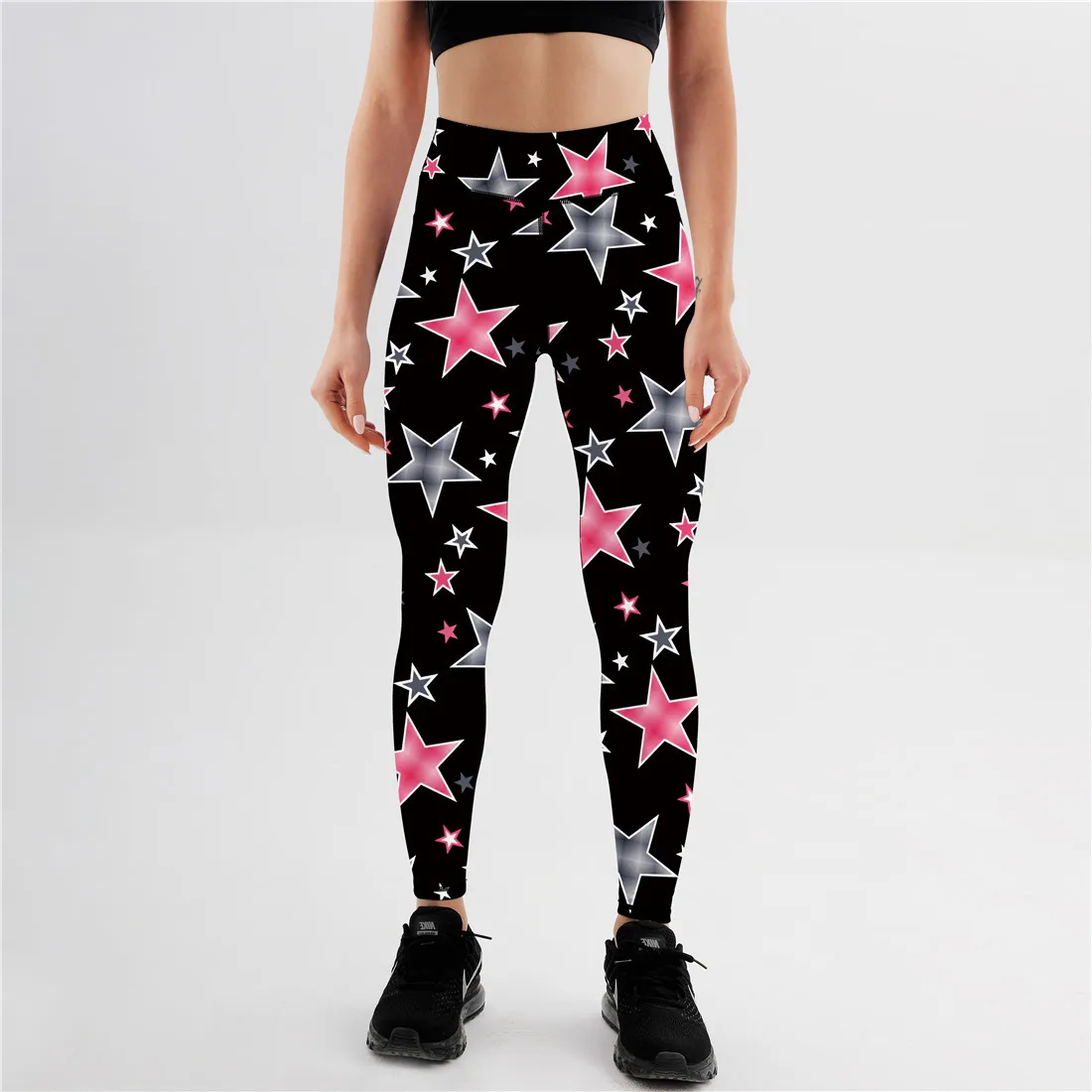 Women Sport Leggings Stars 3D Print High Waist Yoga Pant Female Elastic Slim Running Trousers Girls Quick Dry Gym Fitness Tights