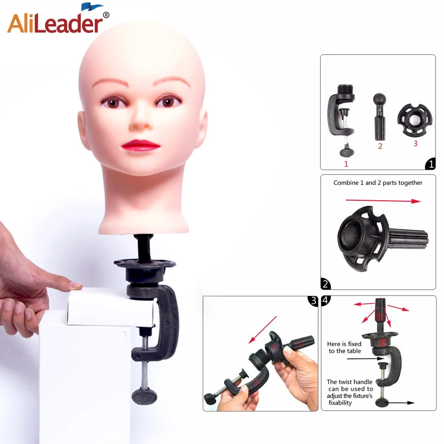 

Alileader Female Bald Mannequin Head With Stand Cosmetology Practice African Training Manikin Head For Making Wigs Beige Brown