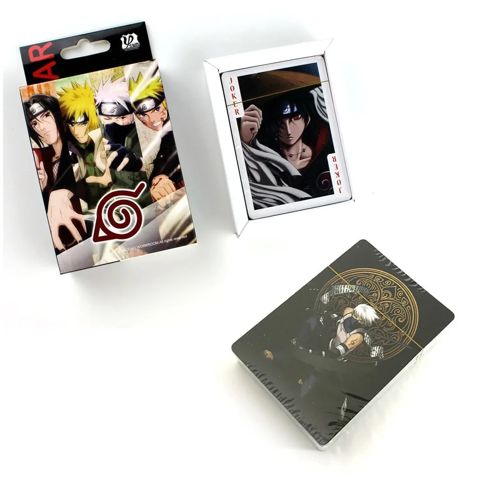 54pcs Anime Naruto Poker Cards Akatsuki Uchiha Itachi Pokerstoy Ninja Kakashi Cosplay Hardcover Board Game Card Toys Kids Gift - купить по