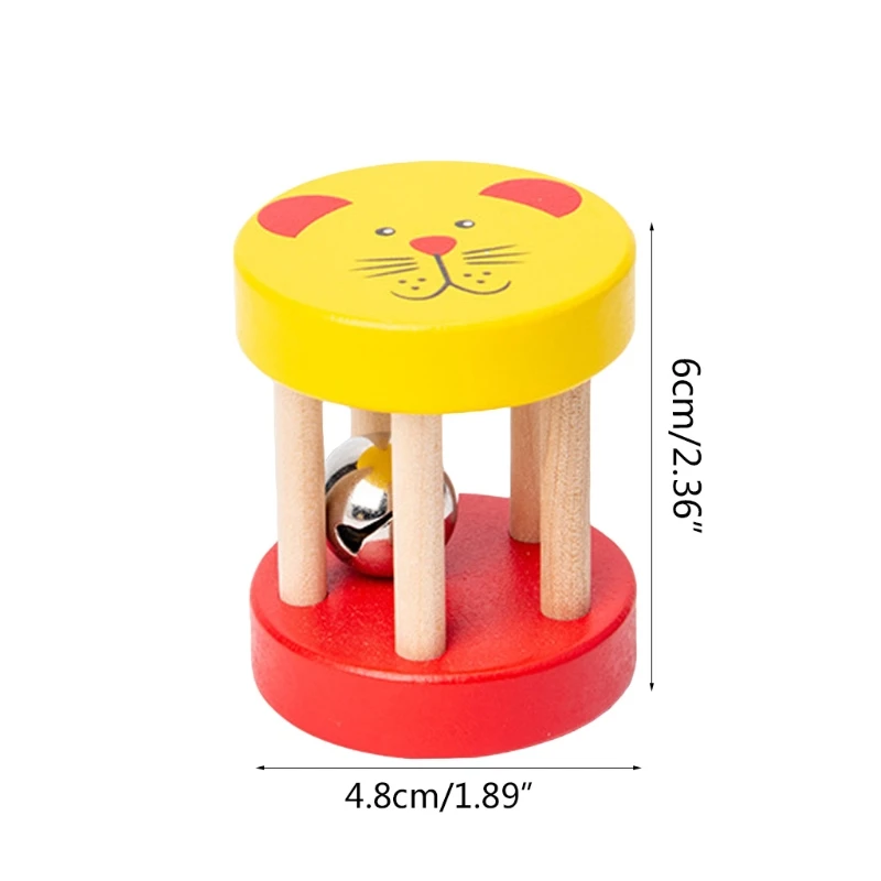 

57EE 1PC Bite-free Wooden Bell Rattle for Baby Learning Crawl Toys Brain Game Interactive Crawling Toy Rattle Ball for Infant