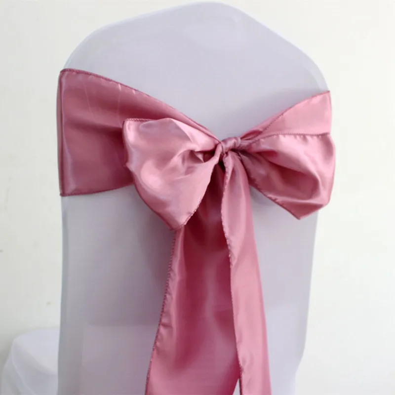 Dusty Pink WedFavor 25 шт. атласная стул лук пояса свадьба крышка стула лента галстуки бабочки для вечерние события в гостиничных залах торжеств украшения - Цвет: Dusty Pink