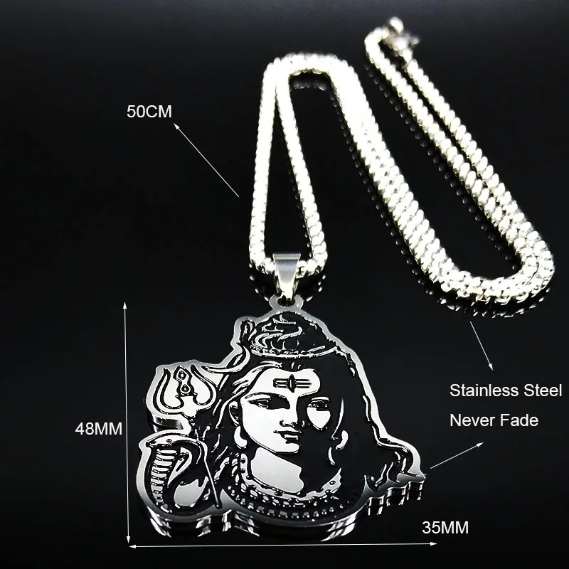 Black Enamel Stainless Steel Shiva Parvati Ganesha Indian Art Hindu God Figure Religious Necklaces Pendants Jewelry N3224S02 images - 6