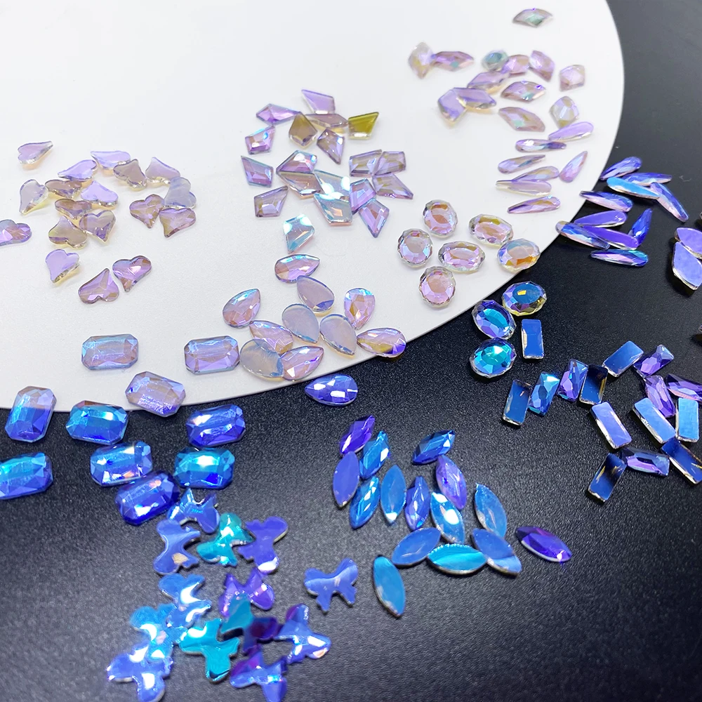 20 шт. прозрачные фиолетовые хрустальные ногти Алмазный страз стеклянные стразы