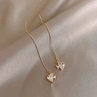 s925 silver needle small goldfish ear line earrings for women small and cool style long tassel earrings