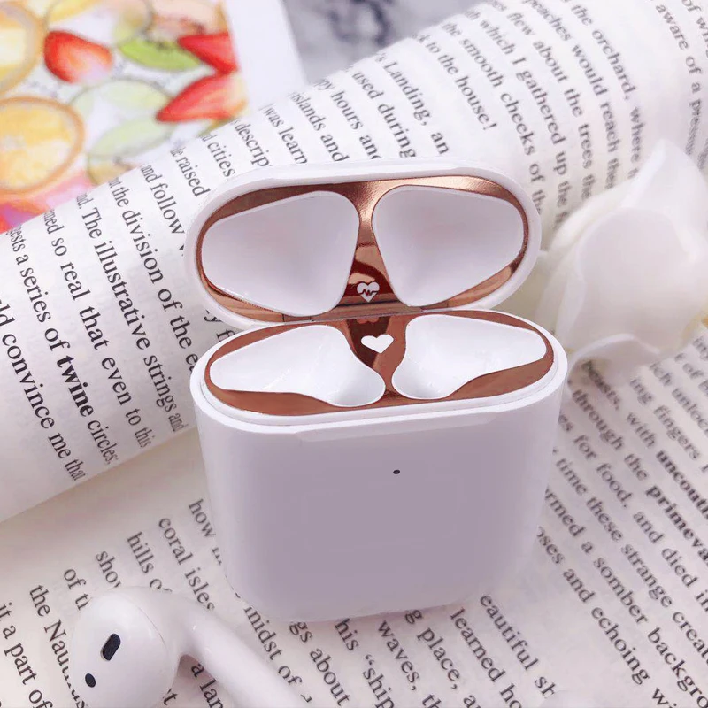 For airpods sticker wireless Bluetooth headset metal plating for apple1/2 generation protection inner cover dustproof | Электроника