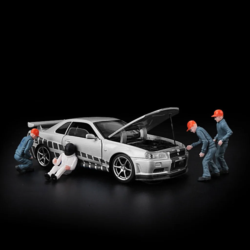 

1/32 Figure Car Mechanic Mini Road Buliding Model Train Scenario Home Decor