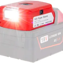Adapter LED Light Working Lamp Flashlight Torch USB Mobile Phone Charger DC 12V Output For Milwaukee 18V Li-ion Battery M18