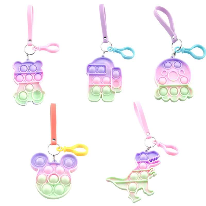 

Силиконовый брелок с милыми мультяшными животными, игрушки-антистресс, школьный рюкзак, Декор, простые затемнения, пузырьки, антистресс, де...