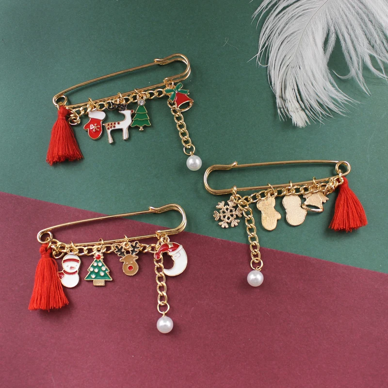 Рождественские украшения дамы булавка брошь корсаж шарф замыкатель замка Санта