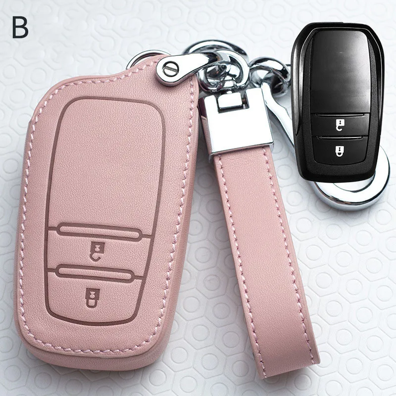 

Car Key Case Cover For Toyota Chr C-hr Land Cruiser 200 Avensis Auris Corolla Leather Smart Shell Keychain Ring Accessories