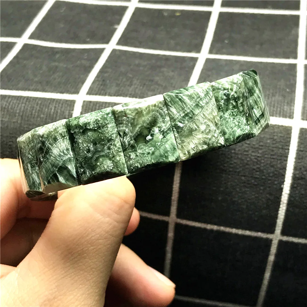 16x12 мм натуральный зеленый Seraphinite с украшением в виде кристаллов браслет для