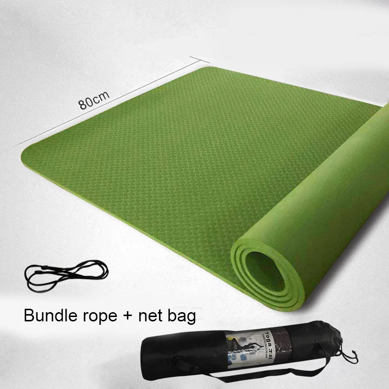 Резиновый удобный коврик для йоги нескользящий упражнений с позиционной линией