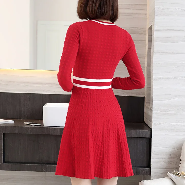 Женское вязаное платье трапеция повседневное облегающее свитер с длинным