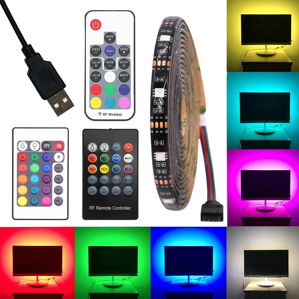 Светодиодная лента 5 в постоянного тока USB 5050 без водонепроницаемого RGB
