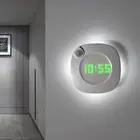 Цифровые настенные часы с гравитационной индукцией, яркие настенные, с пассивным ИК датчиком движения, светодиодная лампа с USB-зарядкой, домашний декор