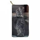 Симпатичный кошка отражающий тигр 3D женский кожаный клатч, женские длинные кошельки, дамские сумочки с держателем для карт, кошелек для наличных и вечеринок, женские кошельки
