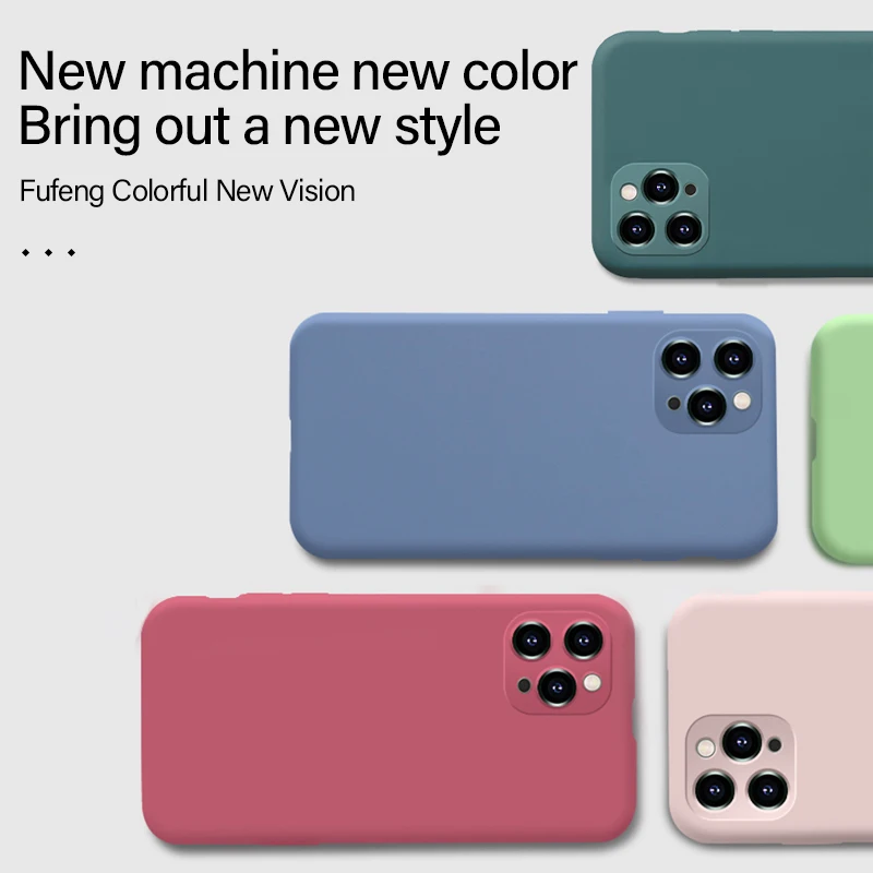 

Ultra-thin Cute Liquid Silicone Phone Case For iPhone 12 Mini 11 Pro SE XS max XR X 8 7 6 Plus Luxury Colorful Soft Cover Coque